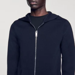 Pulls & Gilets*SANDRO Gilet Zippé Avec Capuche Marine