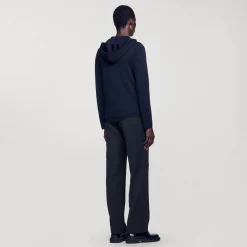 Pulls & Gilets*SANDRO Gilet Zippé Avec Capuche Marine