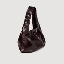 Sacs Cabas|Sacs Porté Épaule*SANDRO Grand Sac En Cuir Brillant Bordeaux