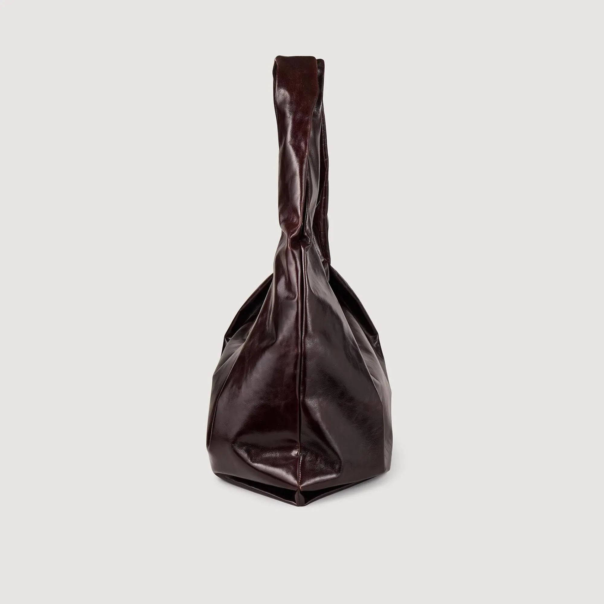 Sacs Cabas|Sacs Porté Épaule*SANDRO Grand Sac En Cuir Brillant Bordeaux