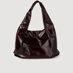 Sacs Cabas|Sacs Porté Épaule*SANDRO Grand Sac En Cuir Brillant Bordeaux