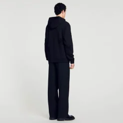 Sweats & Joggings*SANDRO Hoodie à Capuche Orné De Fleurs Noir