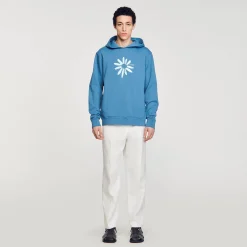Sweats & Joggings*SANDRO Hoodie Fleur En Coton Bleu Gris