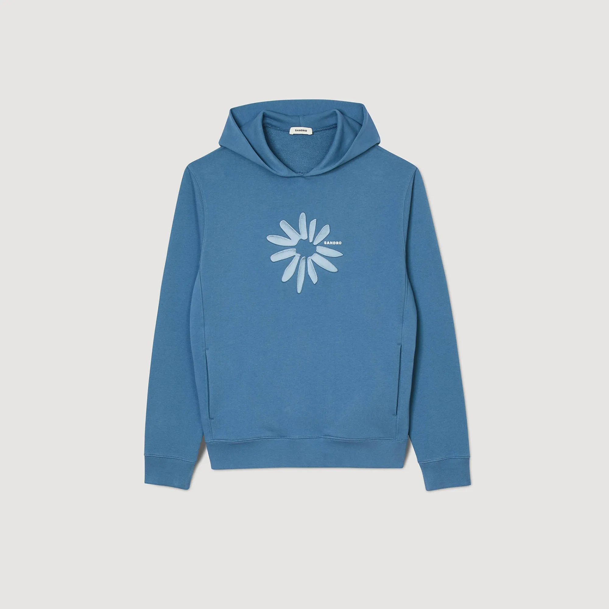 Sweats & Joggings*SANDRO Hoodie Fleur En Coton Bleu Gris