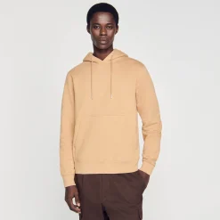 Sweats & Joggings|Pulls & Cardigans*SANDRO Hoodie Homme Brodé En Coton Biologique Marron Clair