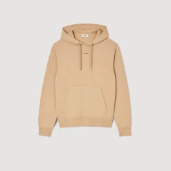 Sweats & Joggings|Pulls & Cardigans*SANDRO Hoodie Homme Brodé En Coton Biologique Marron Clair