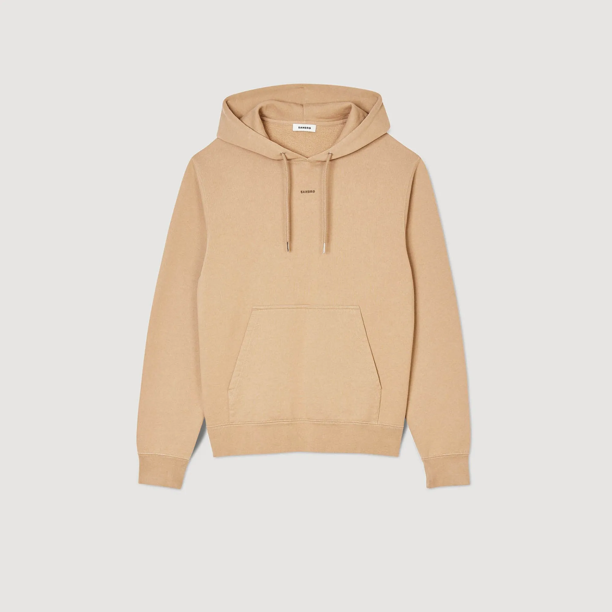 Sweats & Joggings|Pulls & Cardigans*SANDRO Hoodie Homme Brodé En Coton Biologique Marron Clair