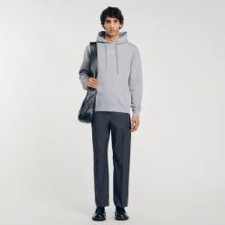 Sweats & Joggings*SANDRO Hoodie Homme Brodé En Coton Biologique gris chiné
