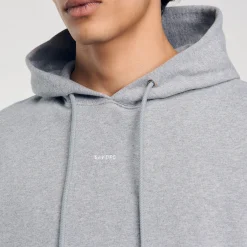 Sweats & Joggings*SANDRO Hoodie Homme Brodé En Coton Biologique gris chiné