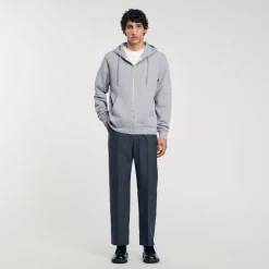 Sweats & Joggings*SANDRO Hoodie Homme Brodé En Coton Biologique gris chiné