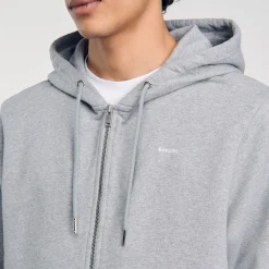 Sweats & Joggings*SANDRO Hoodie Homme Brodé En Coton Biologique gris chiné