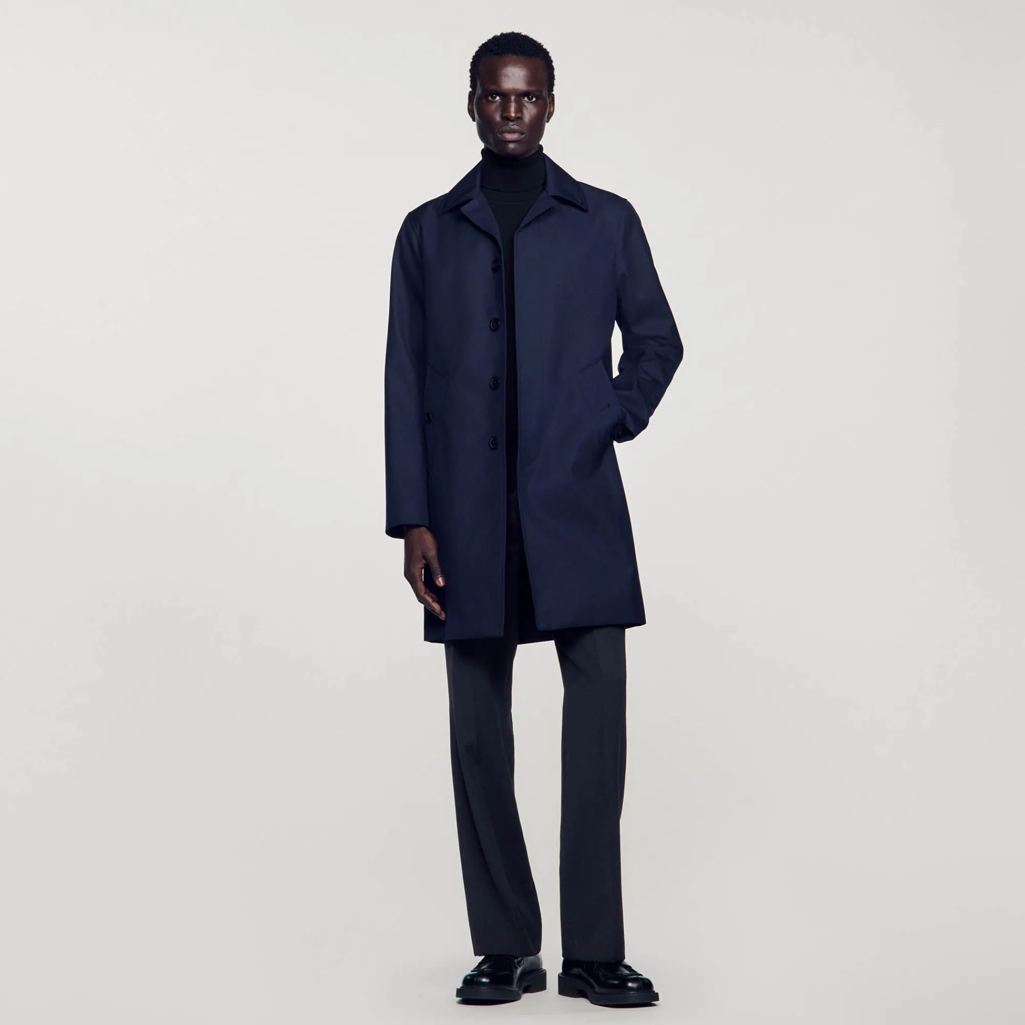 Manteaux & Blousons*SANDRO Imperméable Mac En Tissu Technique Marine