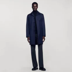 Manteaux & Blousons*SANDRO Imperméable Mac En Tissu Technique Marine