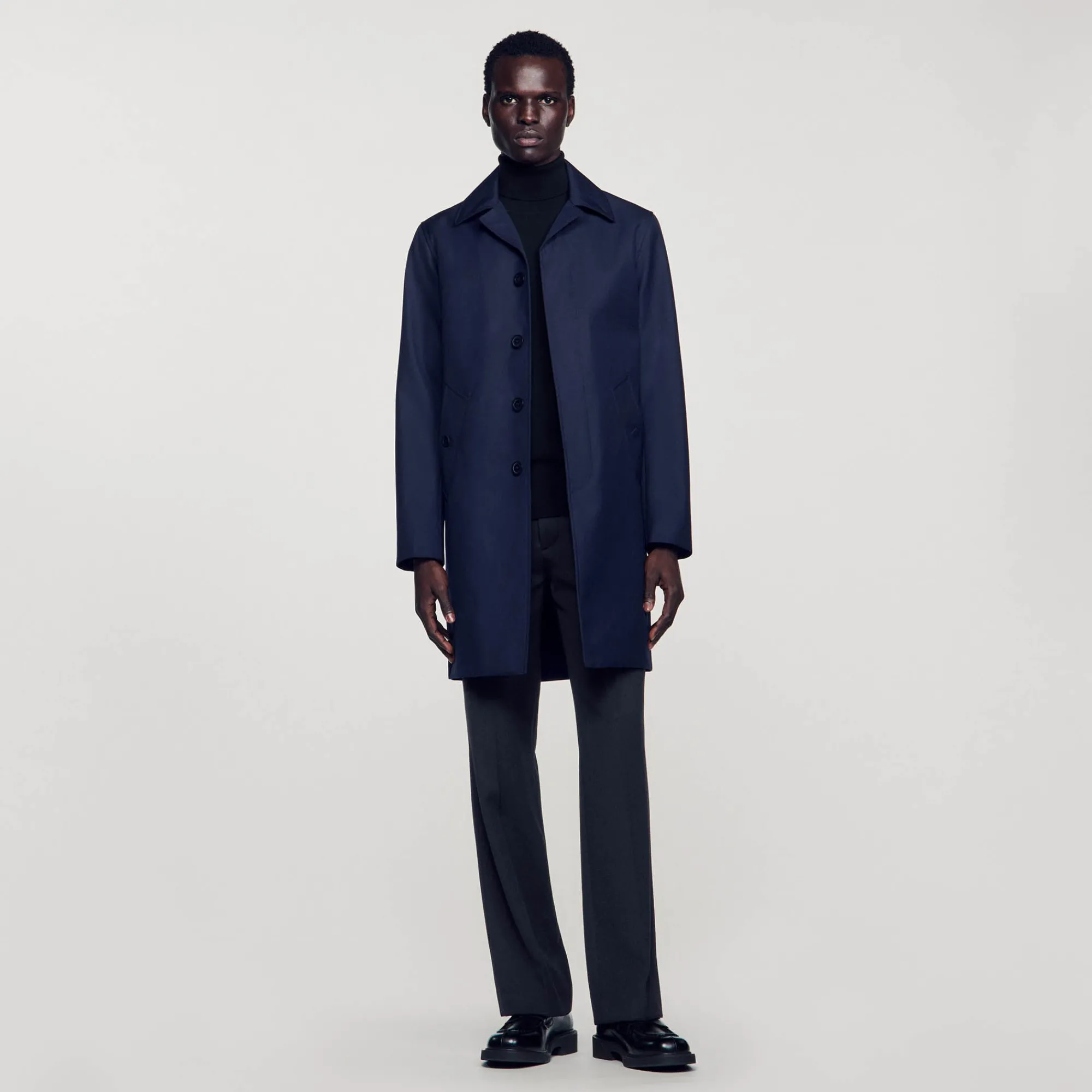 Manteaux & Blousons*SANDRO Imperméable Mac En Tissu Technique Marine
