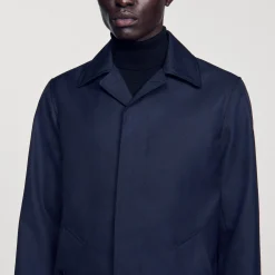 Manteaux & Blousons*SANDRO Imperméable Mac En Tissu Technique Marine