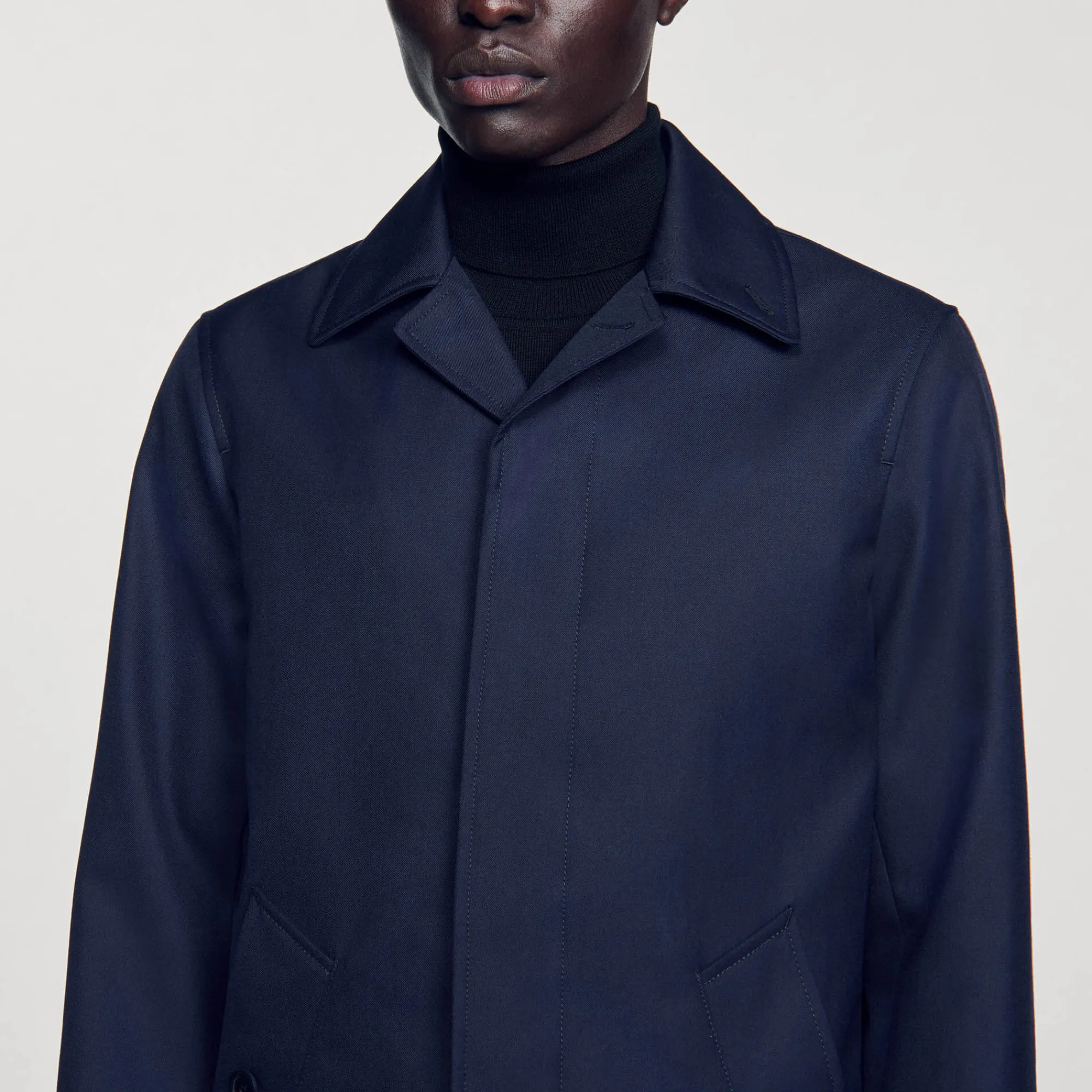 Manteaux & Blousons*SANDRO Imperméable Mac En Tissu Technique Marine