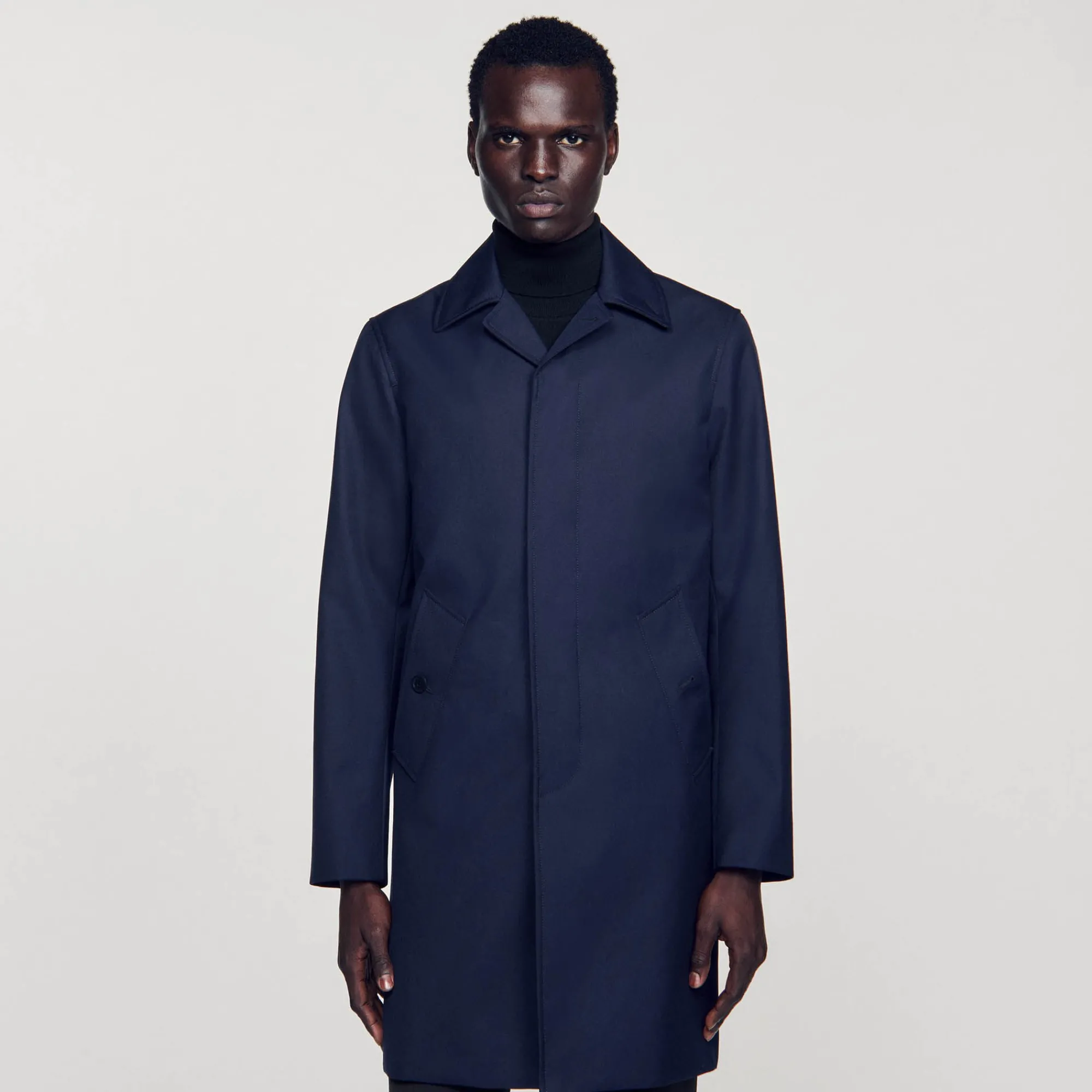 Manteaux & Blousons*SANDRO Imperméable Mac En Tissu Technique Marine
