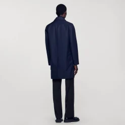 Manteaux & Blousons*SANDRO Imperméable Mac En Tissu Technique Marine