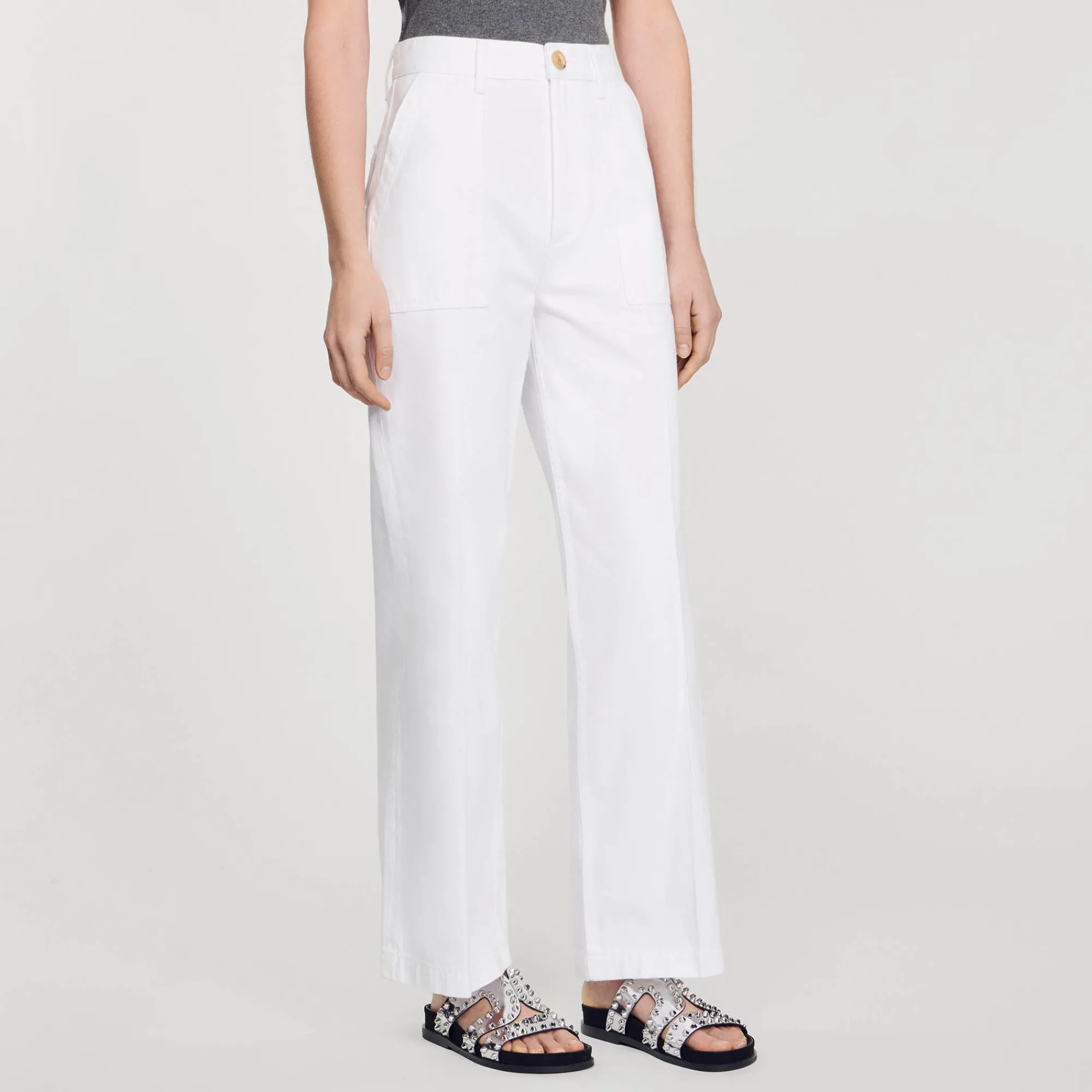 Pantalons & Jeans*SANDRO Jean à Grandes Poches blanc