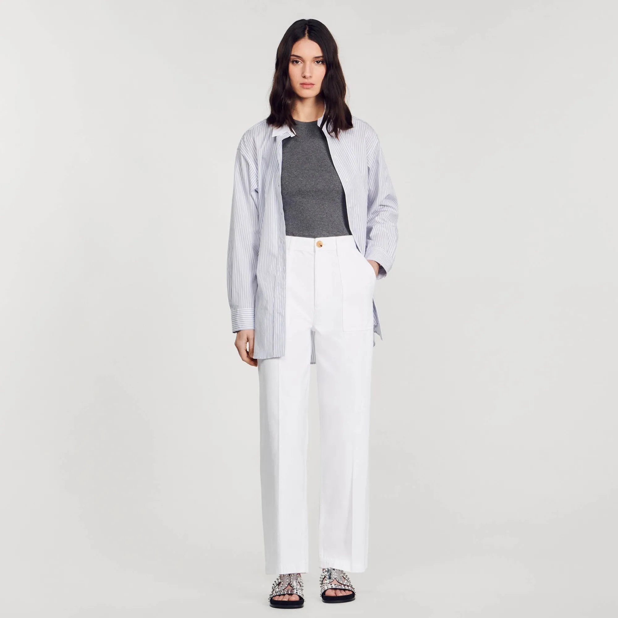 Pantalons & Jeans*SANDRO Jean à Grandes Poches blanc