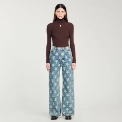 Pantalons & Jeans|Ensembles*SANDRO Jean à Jacquard étoiles Bleu jean