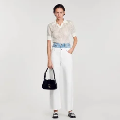 Pantalons & Jeans*SANDRO Jean Double Ceinture Bicolore blanc