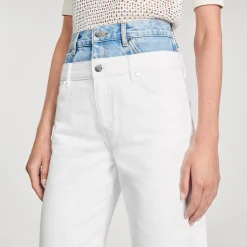Pantalons & Jeans*SANDRO Jean Double Ceinture Bicolore blanc