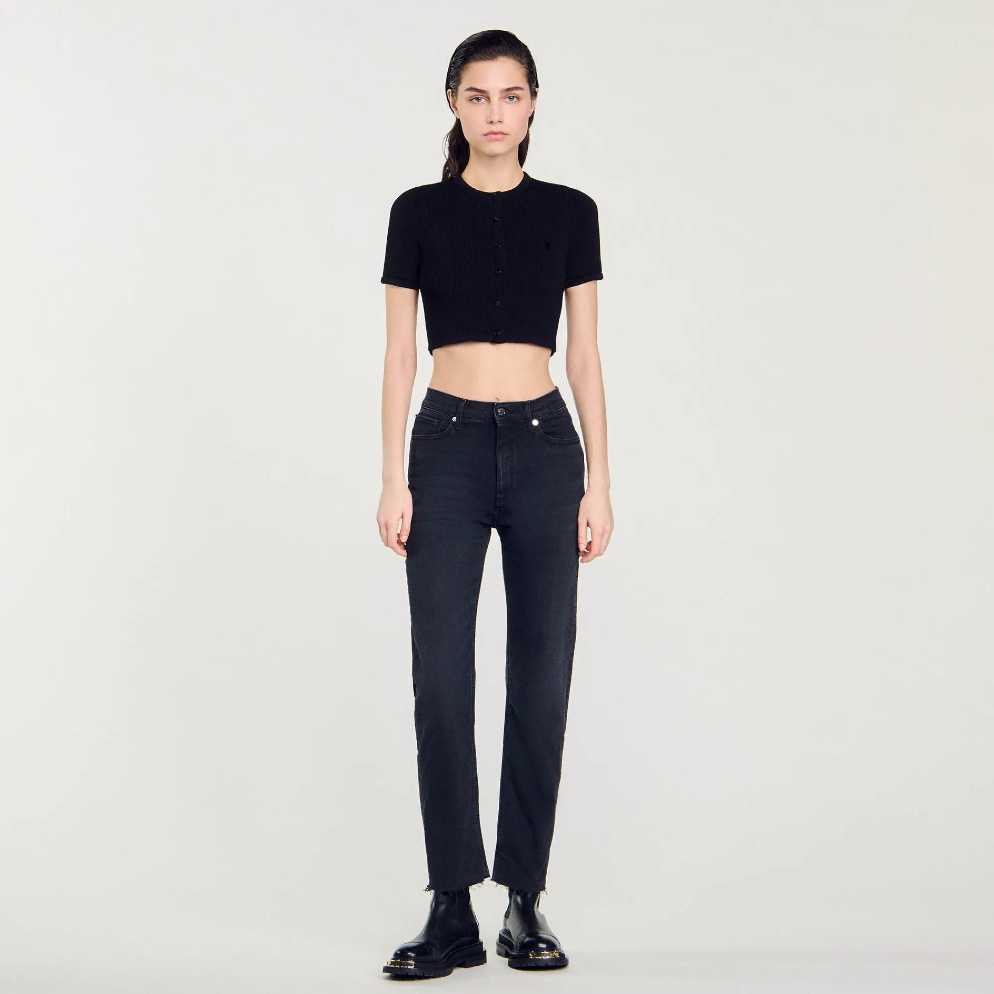 Pantalons & Jeans*SANDRO Jean Droit à Bords Francs Denim