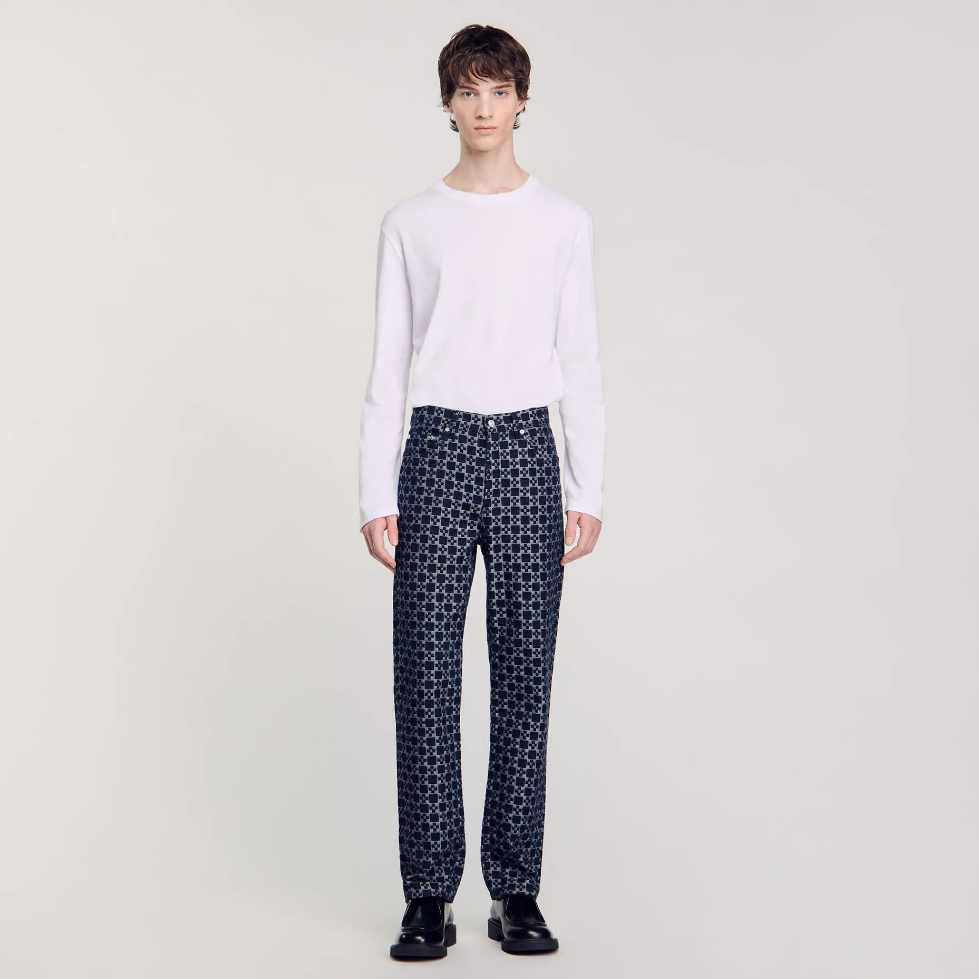 Jeans*SANDRO Jean Droit Square Cross Marine