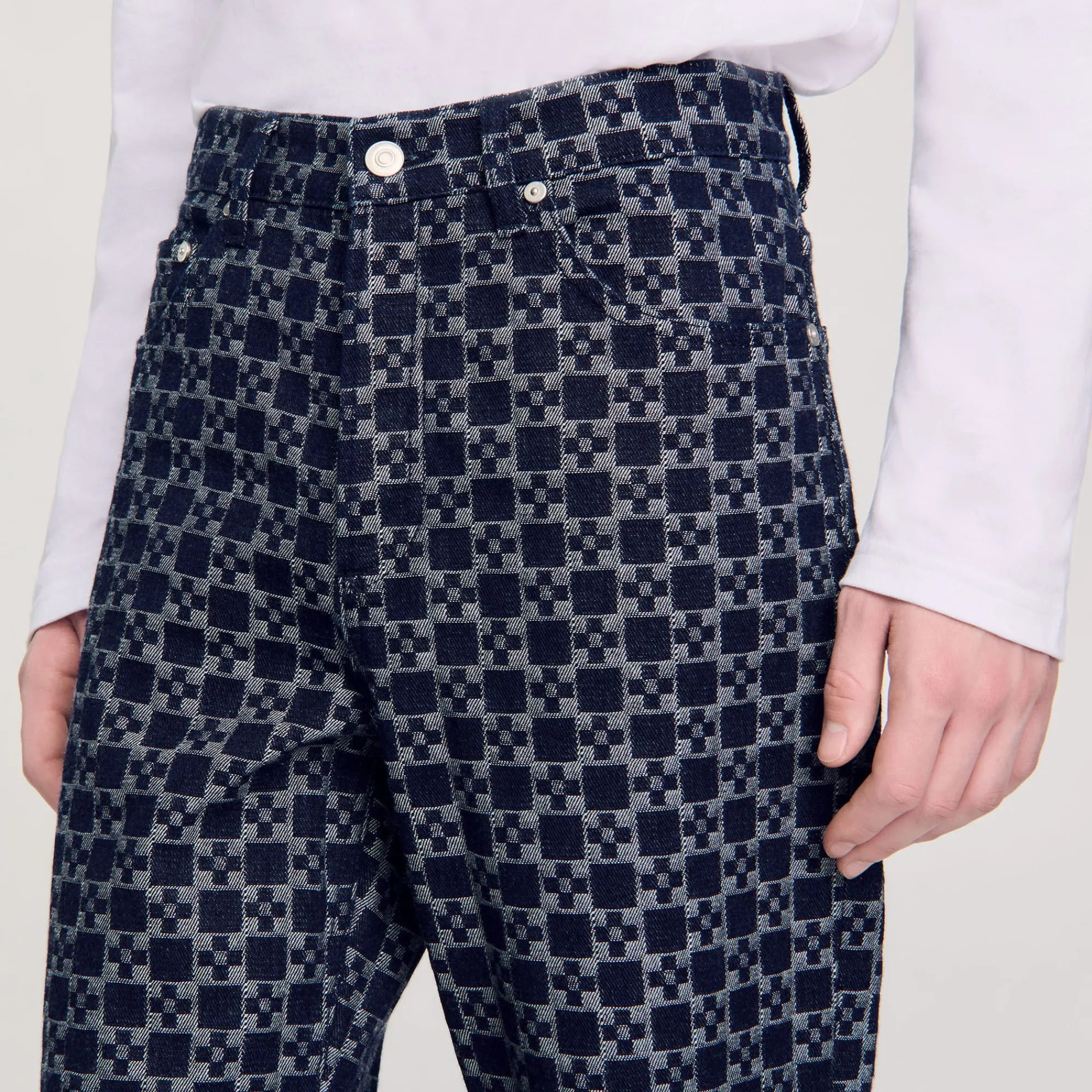 Jeans*SANDRO Jean Droit Square Cross Marine
