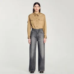 Pantalons & Jeans*SANDRO Jean Droit Taille Basse Gris