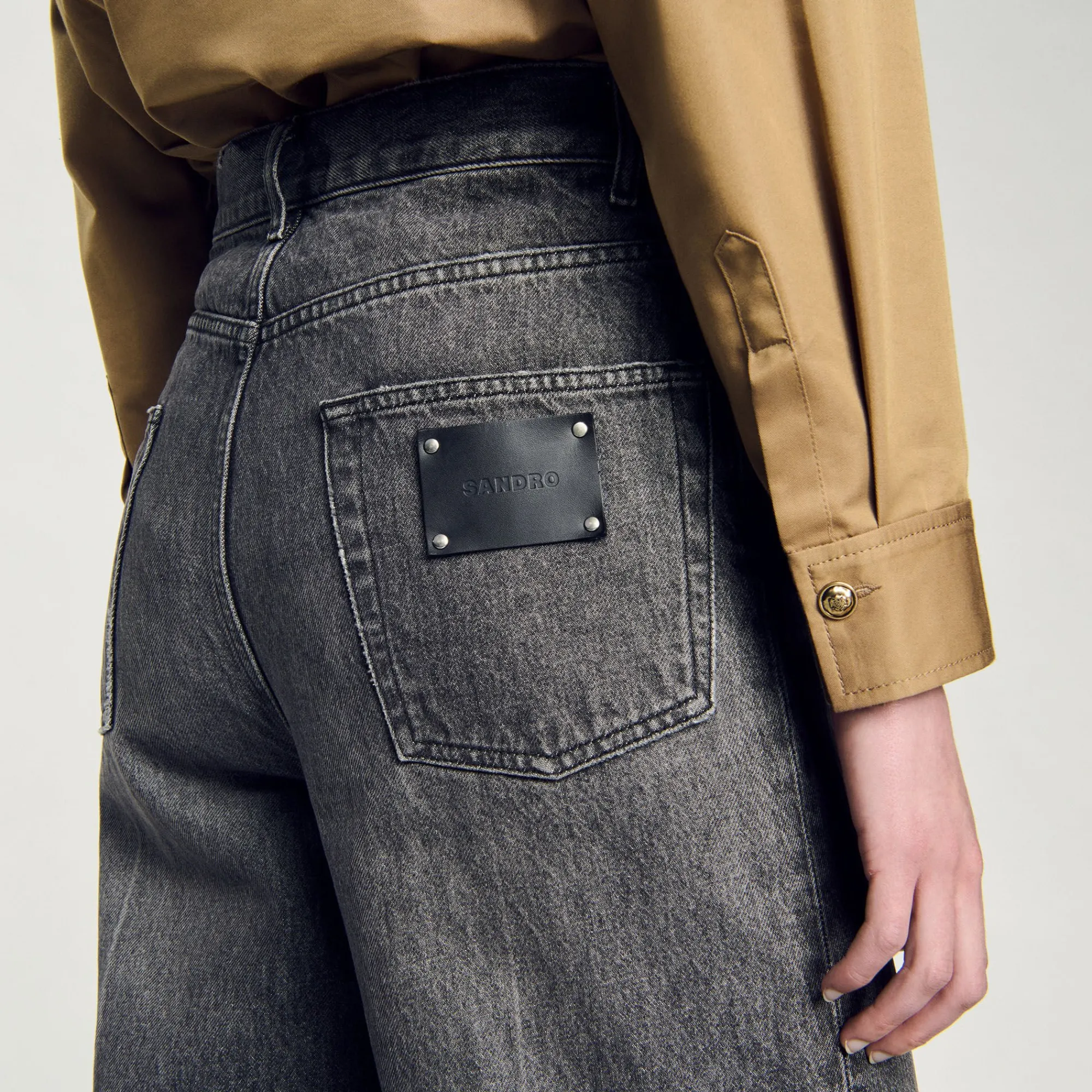Pantalons & Jeans*SANDRO Jean Droit Taille Basse Gris