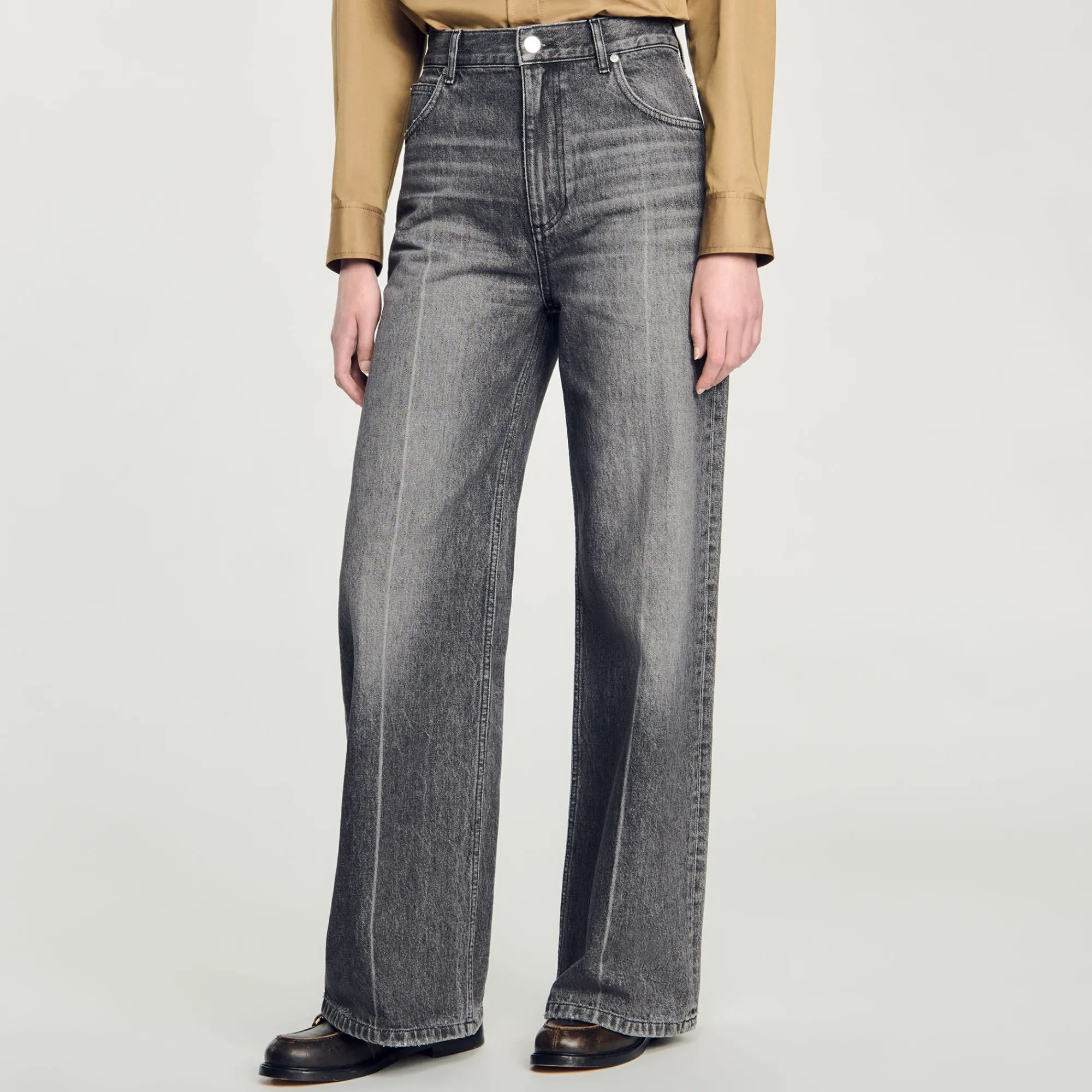 Pantalons & Jeans*SANDRO Jean Droit Taille Basse Gris