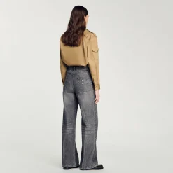 Pantalons & Jeans*SANDRO Jean Droit Taille Basse Gris