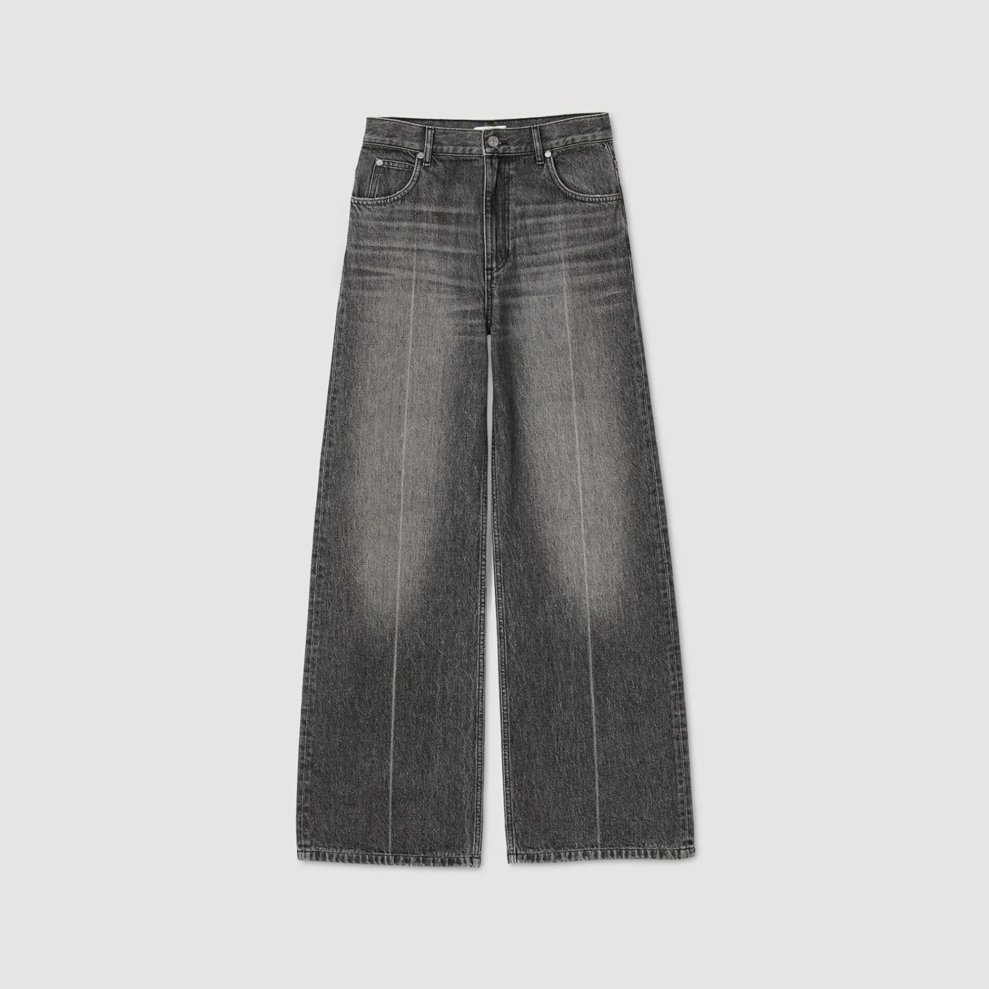 Pantalons & Jeans*SANDRO Jean Droit Taille Basse Gris