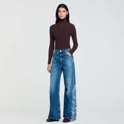 Pantalons & Jeans*SANDRO Jean Flare Flammes Bleu jean clair