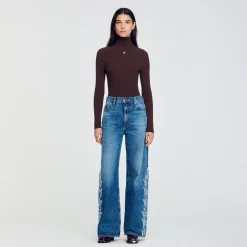 Pantalons & Jeans*SANDRO Jean Flare Flammes Bleu jean clair