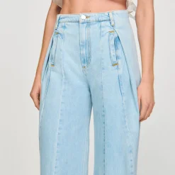Pantalons & Jeans*SANDRO Jean Large à Plis Creux Bleu jean clair