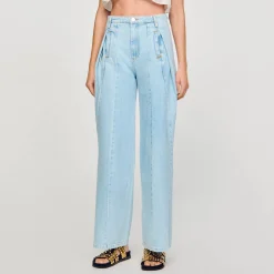 Pantalons & Jeans*SANDRO Jean Large à Plis Creux Bleu jean clair