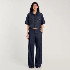 Ensembles|Pantalons & Jeans*SANDRO Jean Large Brut Bleu brut