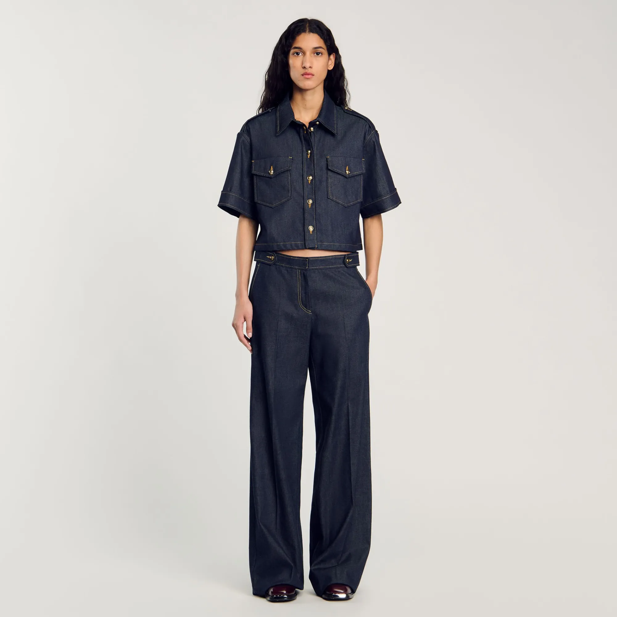 Ensembles|Pantalons & Jeans*SANDRO Jean Large Brut Bleu brut