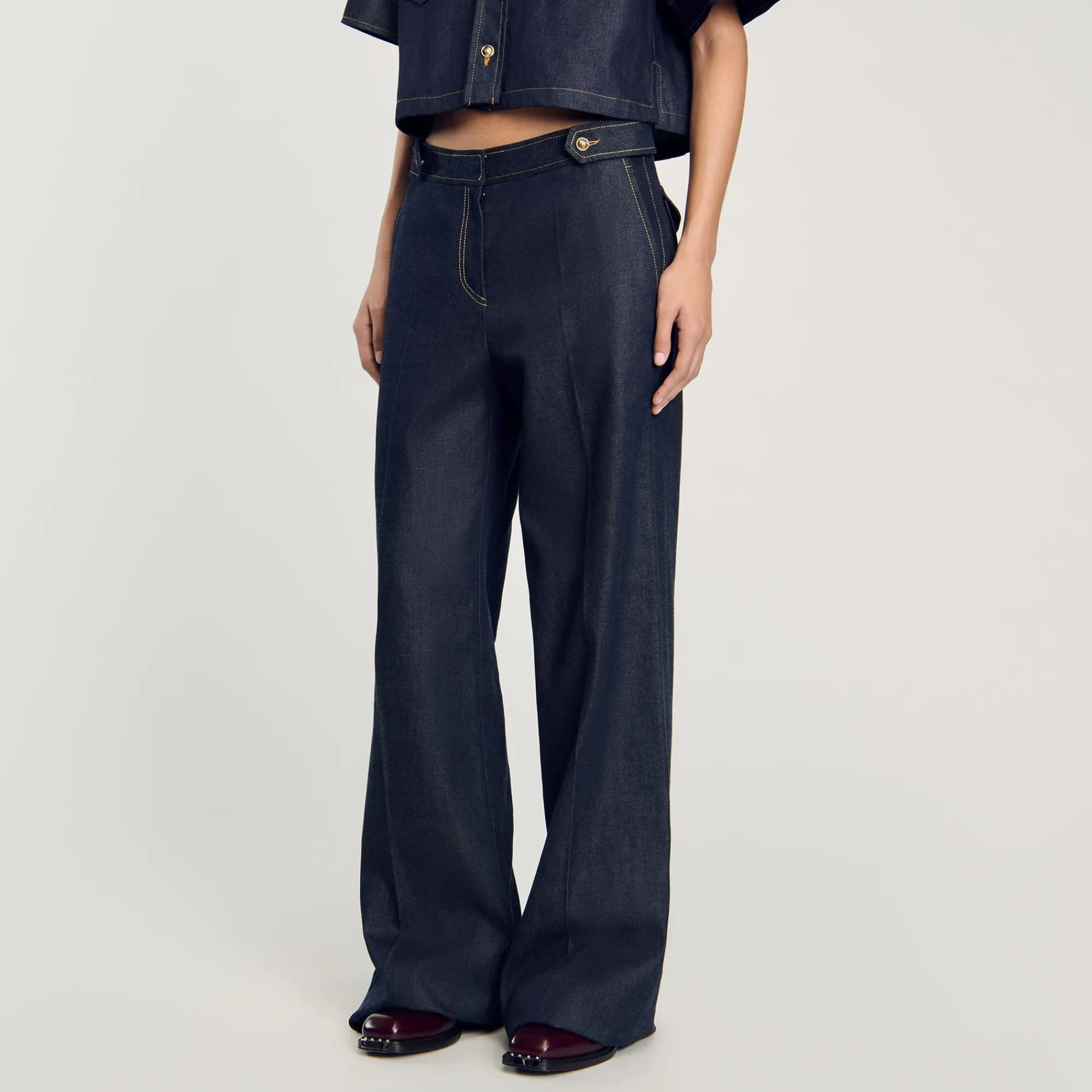 Ensembles|Pantalons & Jeans*SANDRO Jean Large Brut Bleu brut