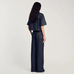 Ensembles|Pantalons & Jeans*SANDRO Jean Large Brut Bleu brut