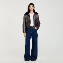 Pantalons & Jeans*SANDRO Jean Large Flare Bleu jean