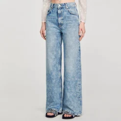 Pantalons & Jeans*SANDRO Jean Large Orné De Cœurs En Strass Bleu jean