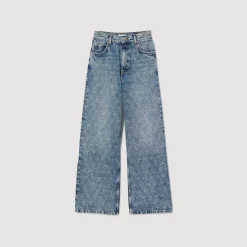Pantalons & Jeans*SANDRO Jean Large Orné De Cœurs En Strass Bleu jean