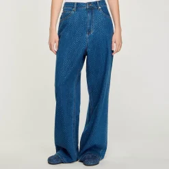 Pantalons & Jeans*SANDRO Jean Large Strassé Bleu jean