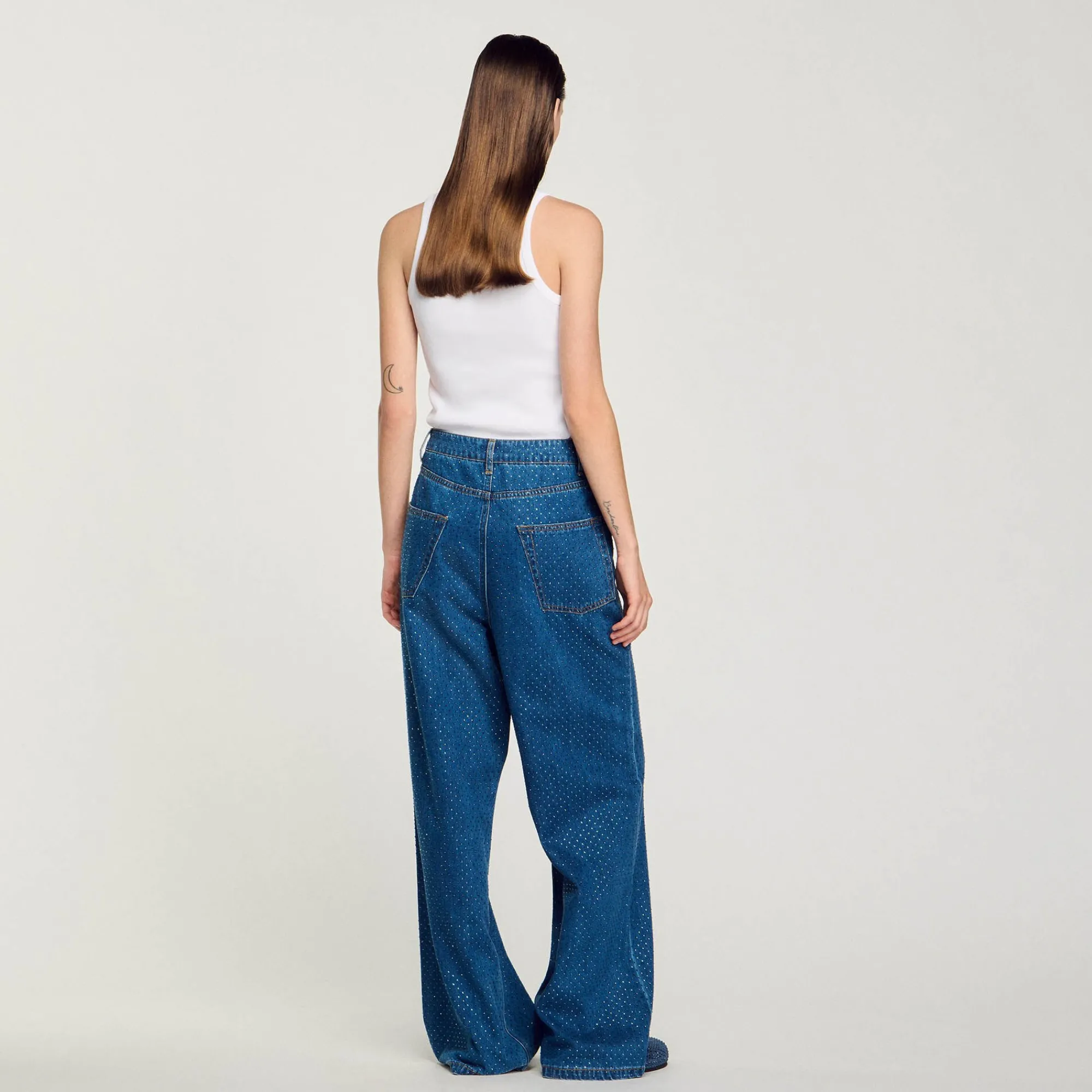 Pantalons & Jeans*SANDRO Jean Large Strassé Bleu jean
