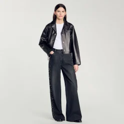 Pantalons & Jeans*SANDRO Jean Large Strassé Noir
