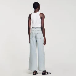 Pantalons & Jeans*SANDRO Jean Orné De Strass Bleu jean clair